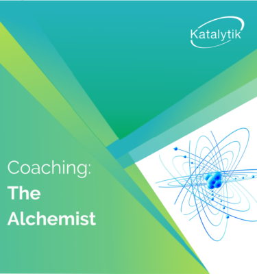 Alchemist coaching and graphic of atoms